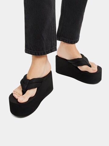 Pull&Bear T-bar sandals in Black