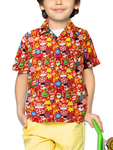 King Kameha Regular Fit Hemd 'Christmas Allover' in Rot: Vorderseite