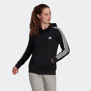 ADIDAS SPORTSWEAR Sports sweat jacket 'Essentials Fleece 3-Stripes ' in Black: front