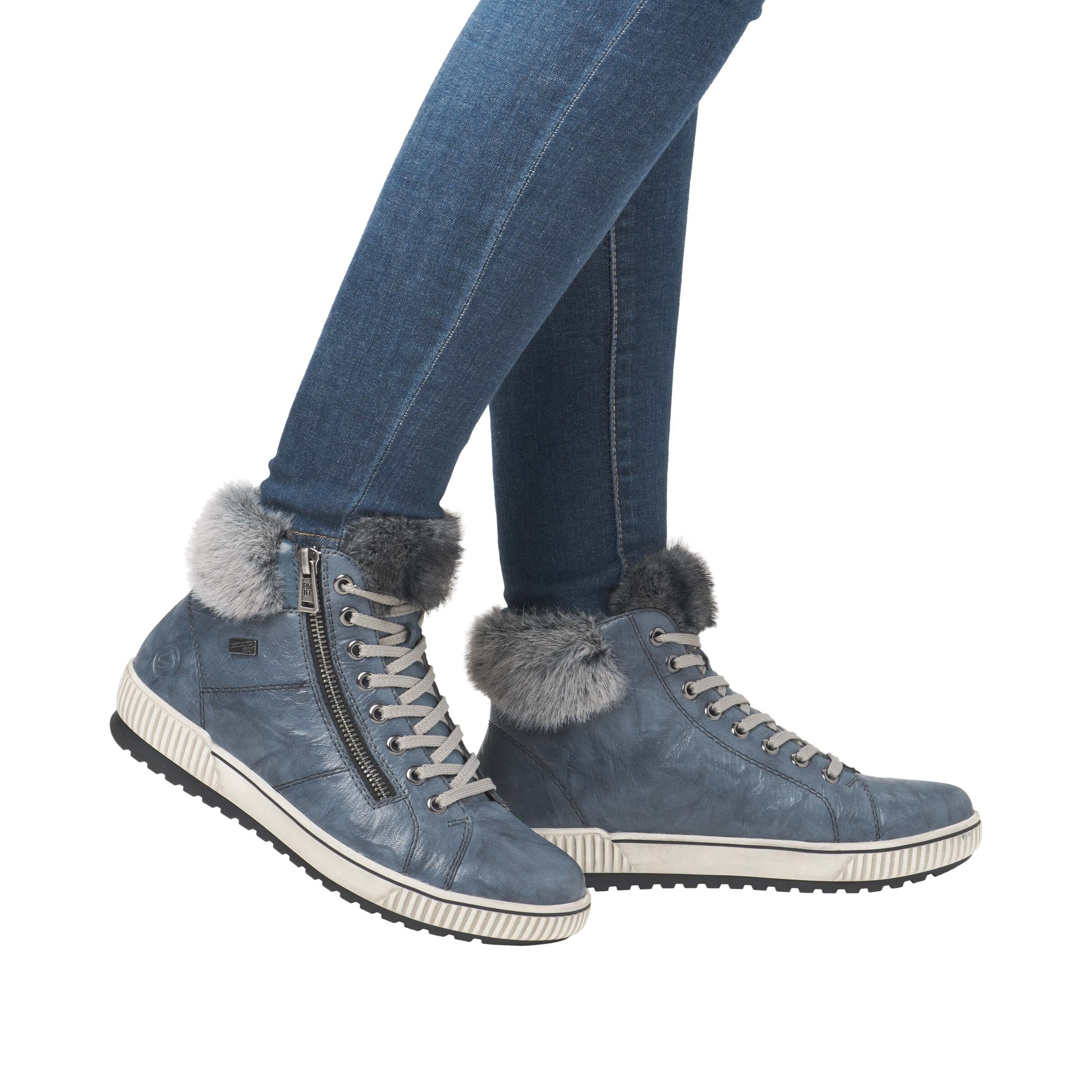 Stivaletto stringato 'D0780' di REMONTE in blu: frontale