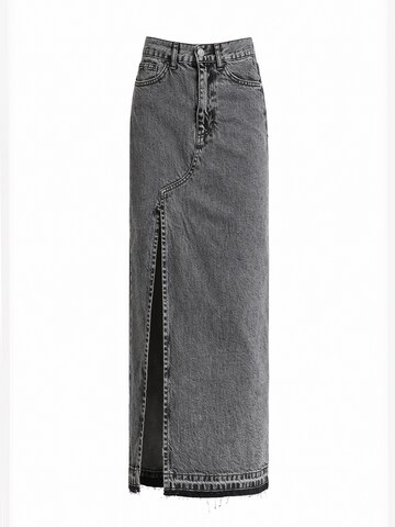IT'S BASIC Rok 'Midi Denim Skirt' in Grijs: voorkant
