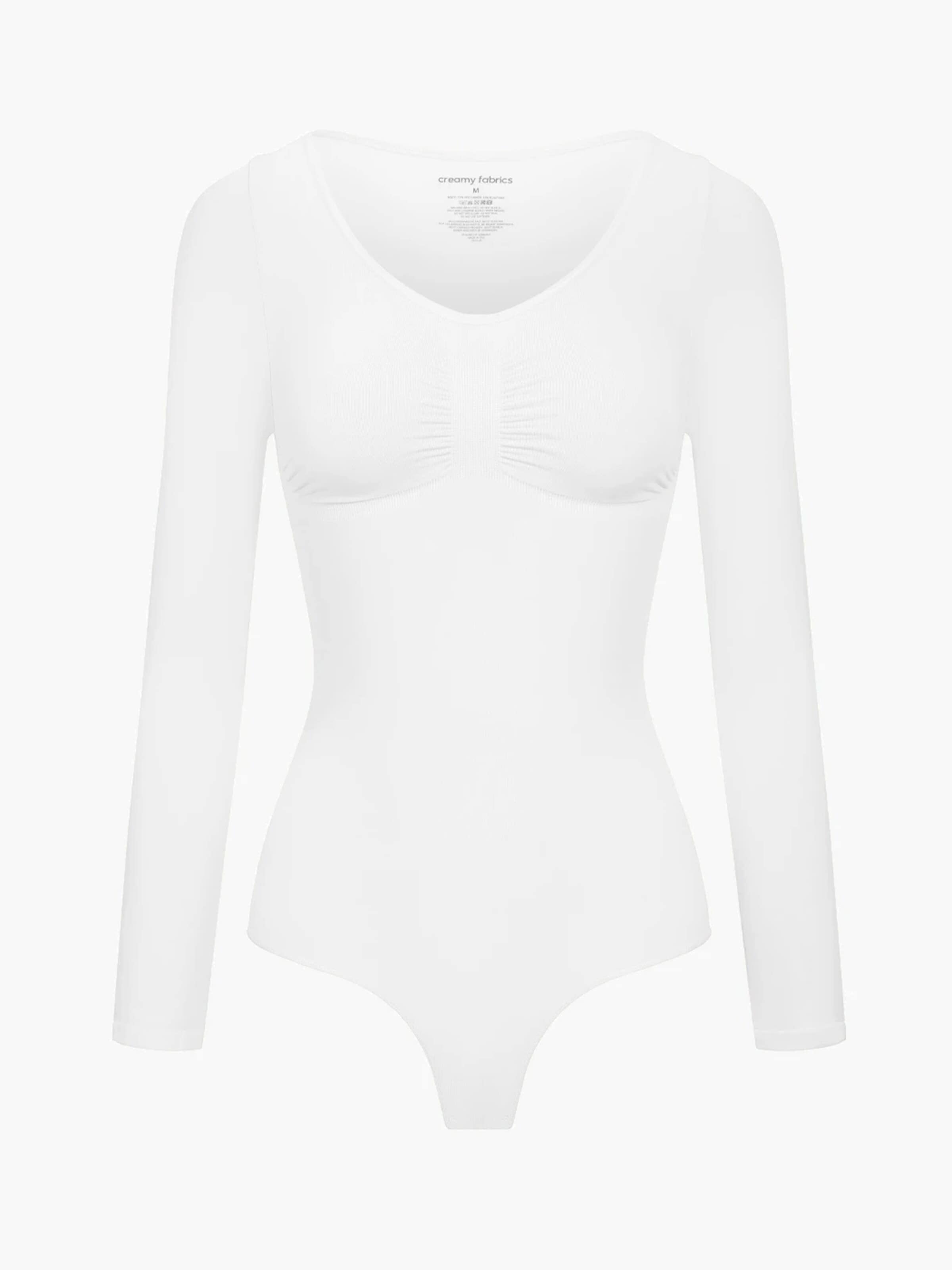Body modelant 'Bodysuit Sculpting Shapewear Longsleeve mit String' cfab (formerly creamy fabrics) en blanc : devant