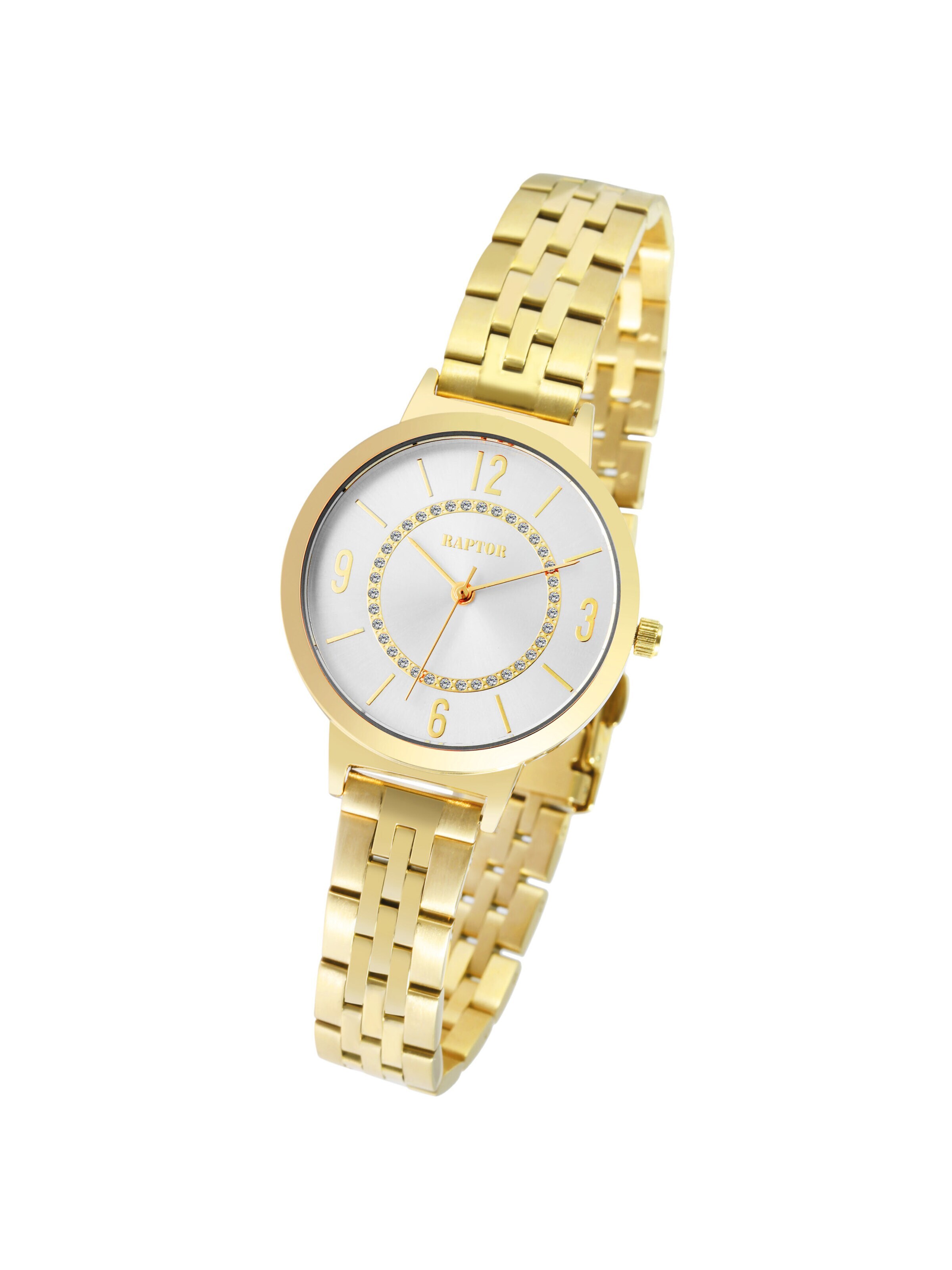 Raptor Analog Watch 'Sara 3 ATM' in Gold: front