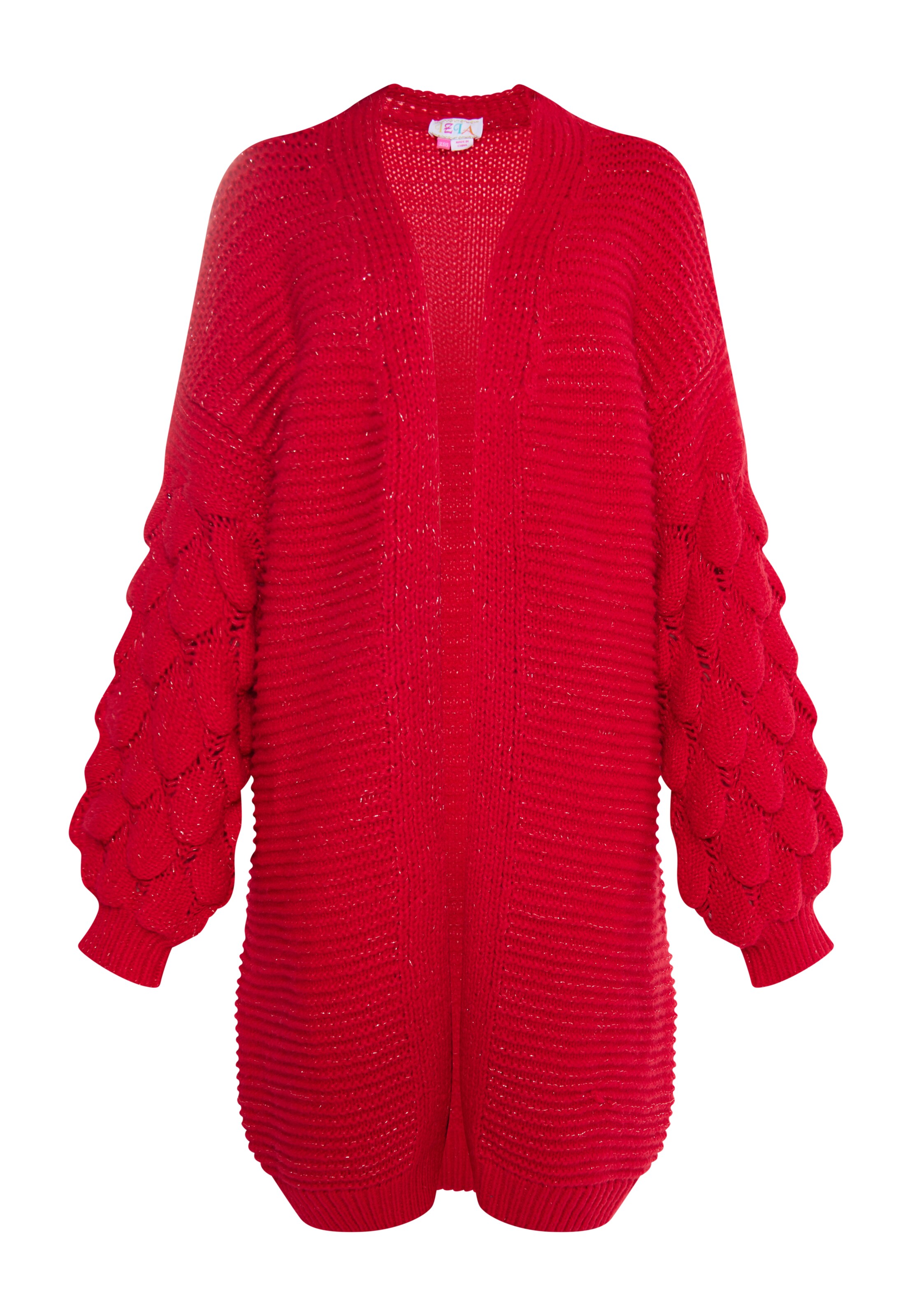 IZIA Πλεκτή ζακέτα 'Gaya' σε κόκκινο: μπροστά