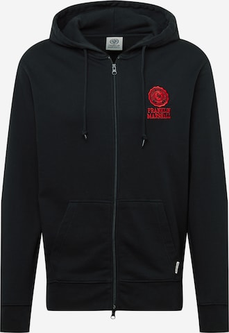 FRANKLIN & MARSHALL Zip-Up Hoodie in Black: front
