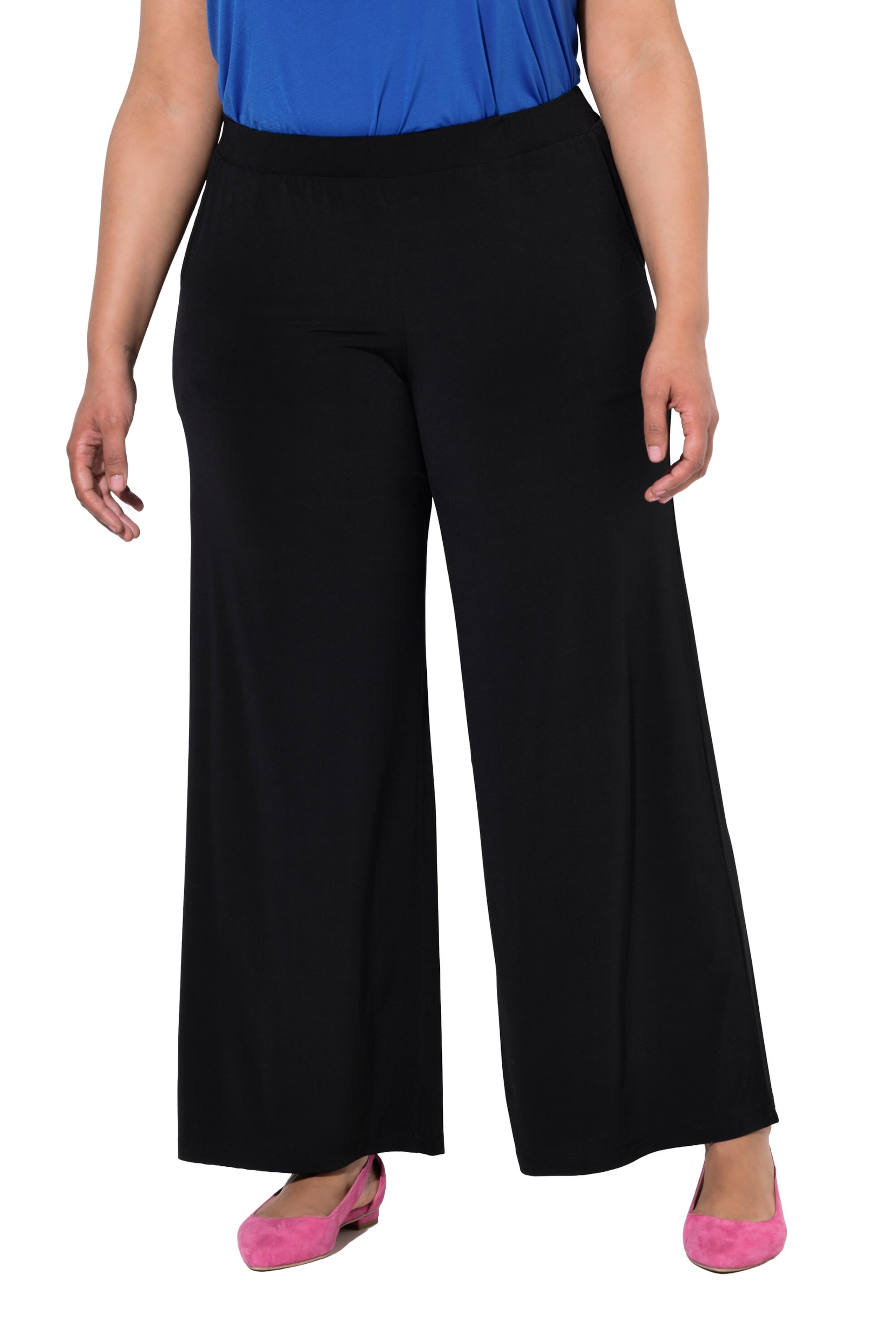 Ulla Popken Wide leg Trousers in Black: front