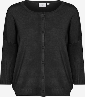 SAINT TROPEZ Knit Cardigan 'Mila' in Black: front