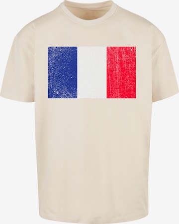 T-Shirt 'France Frankreich Flagge distressed' F4NT4STIC en beige : devant