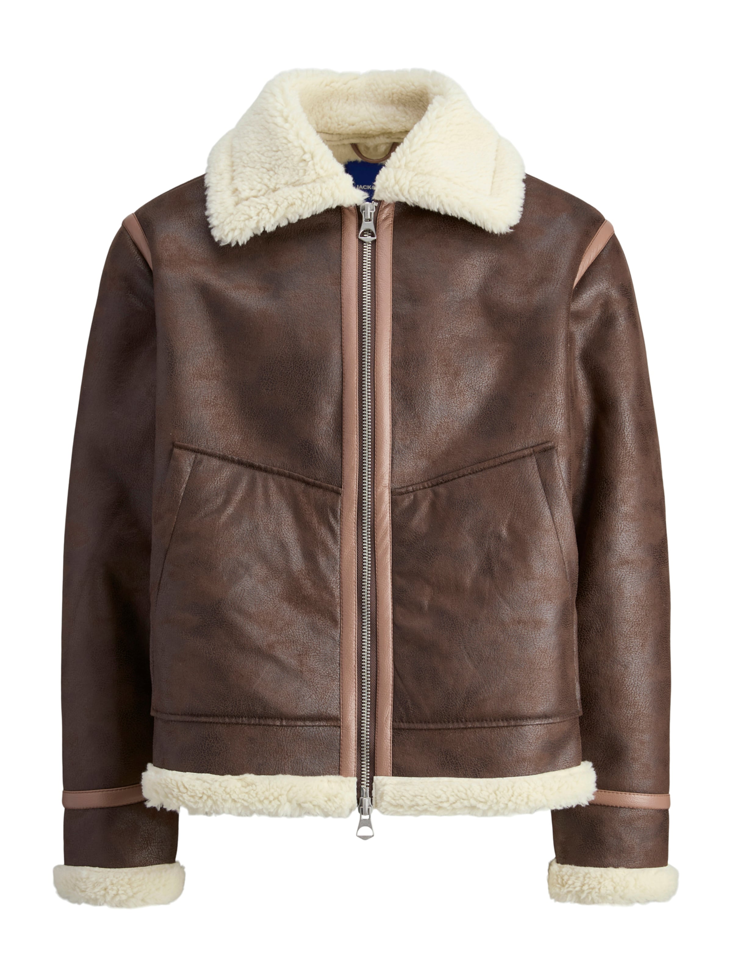 JACK & JONES Φθινοπωρινό και ανοιξιάτικο μπουφάν 'JORLIVERPOOL' σε καφέ: μπροστά