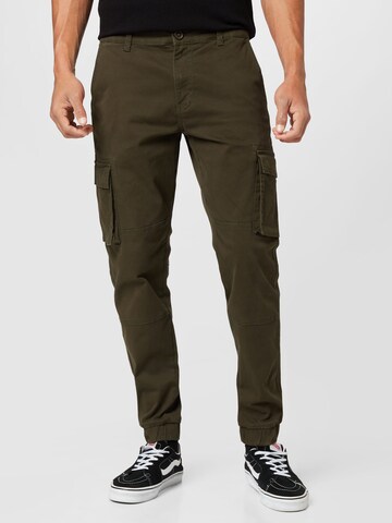 Only & Sons Tapered Cargobroek 'Cam Stage' in Groen: voorkant