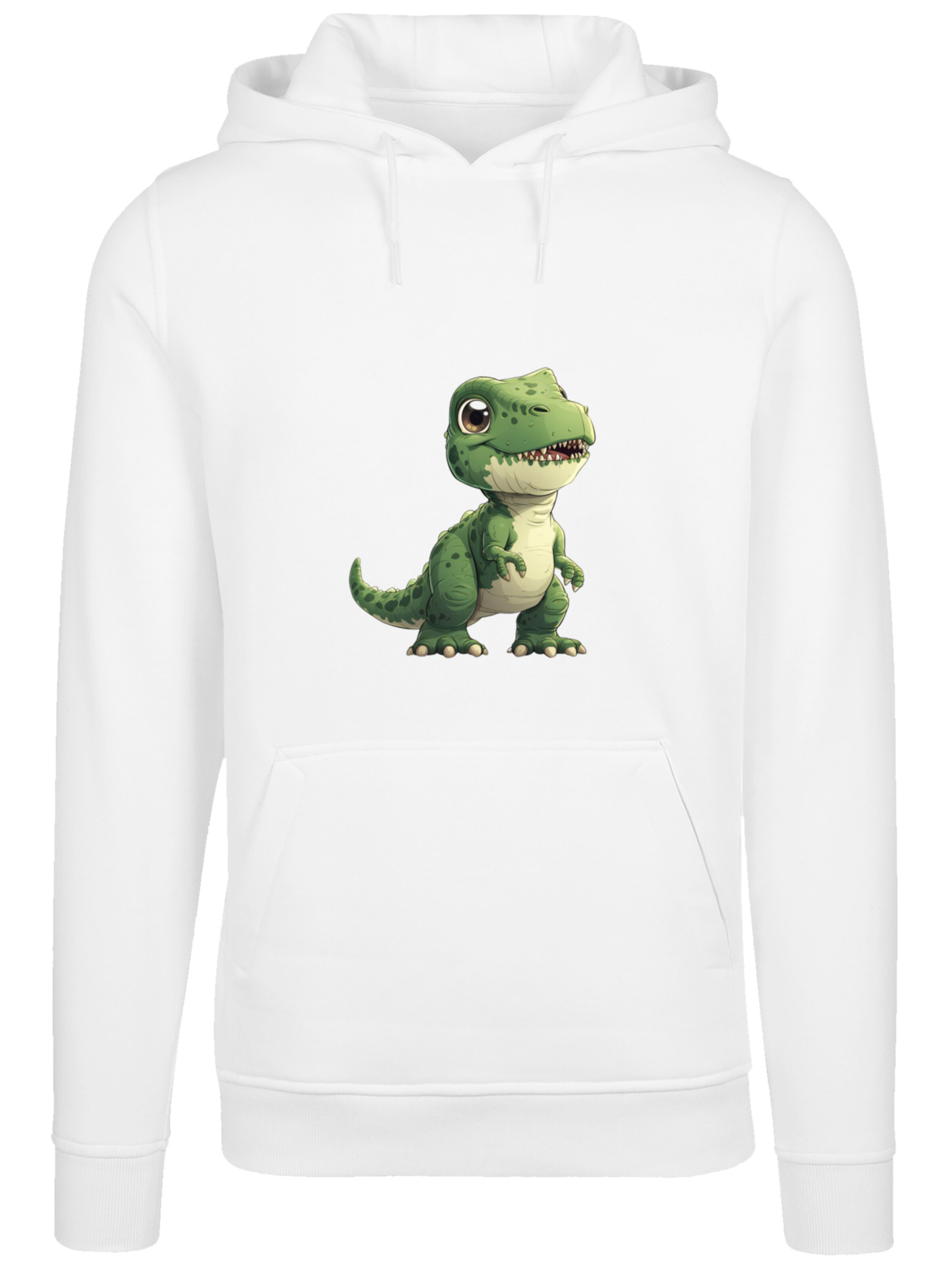 F4NT4STIC Sweatshirt 'Süßer grüner Dino' in White: front