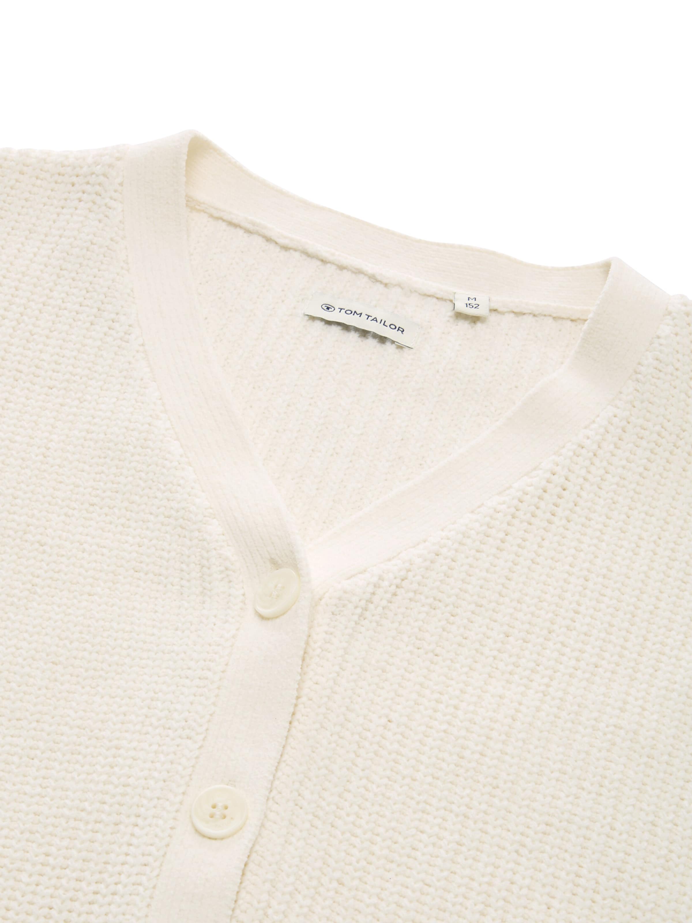 TOM TAILOR Πλεκτή ζακέτα σε λευκό