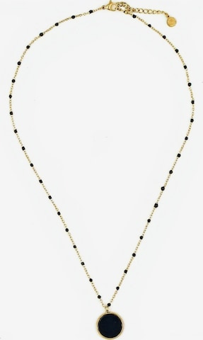 Sergio Engel Necklace 'Beach Kette 03 Vergoldete farbig akzentuierte Edelstahlkette mit Natursteinanhänger' in Black: front