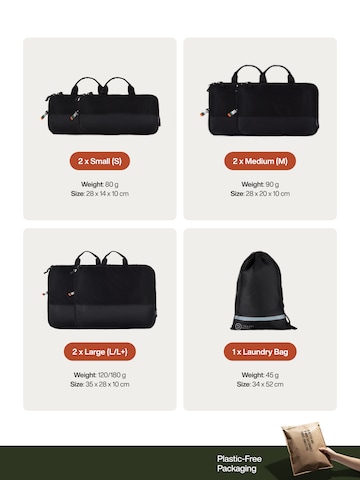 TRAVEL DUDE Travel Bag 'Packing Cubes Set 7-tlg. mit Kompression aus recycelten Plastikflaschen | Leichte Packwürfel | Packtaschen Set für Rucksack & Koffer' in Black