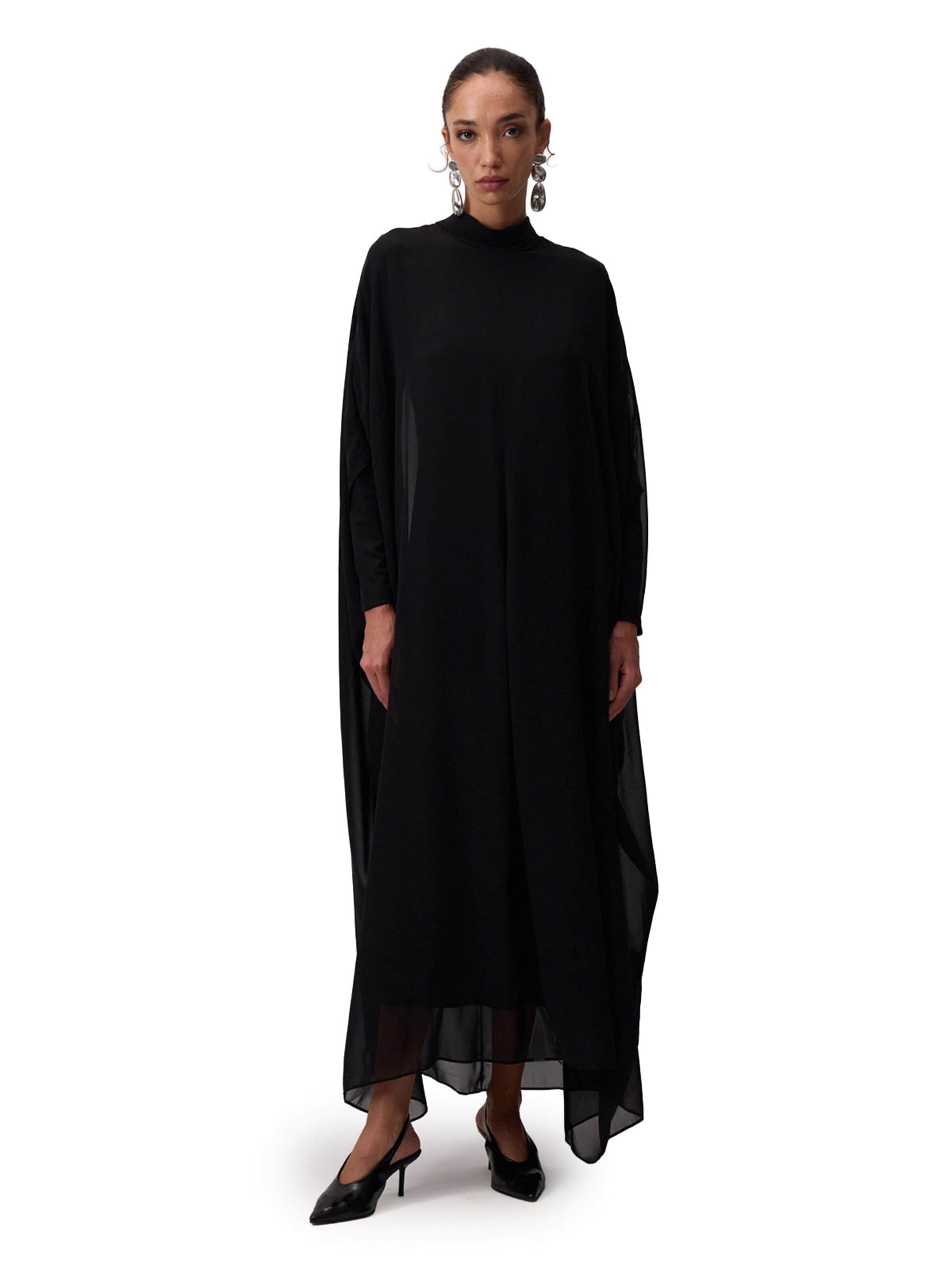 Touché Privé Kjole 'Bat Sleeve Chiffon Dress' i sort: forside