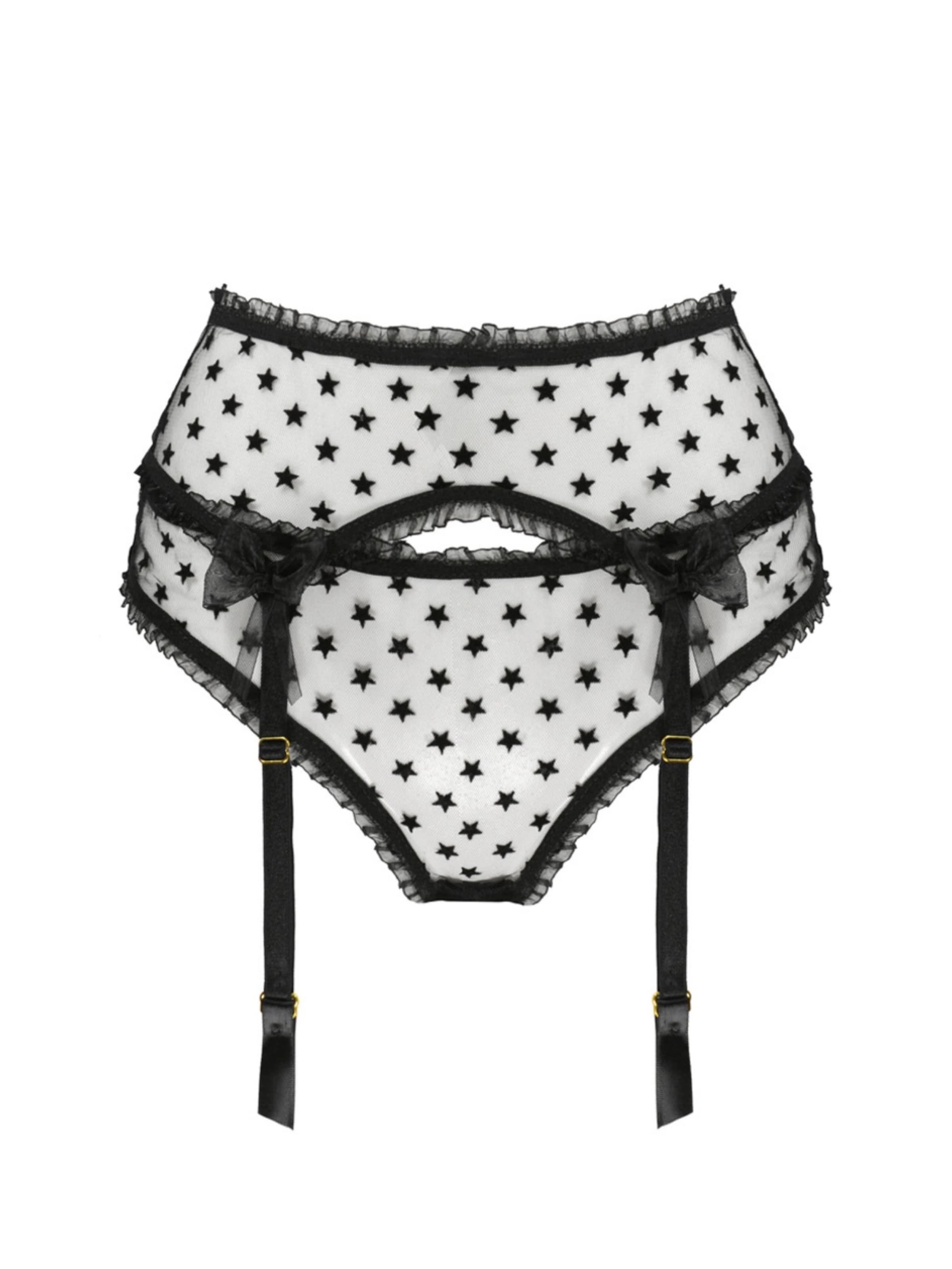 WHITE RVBBIT Strumpfhalter in Schwarz: Vorderseite
