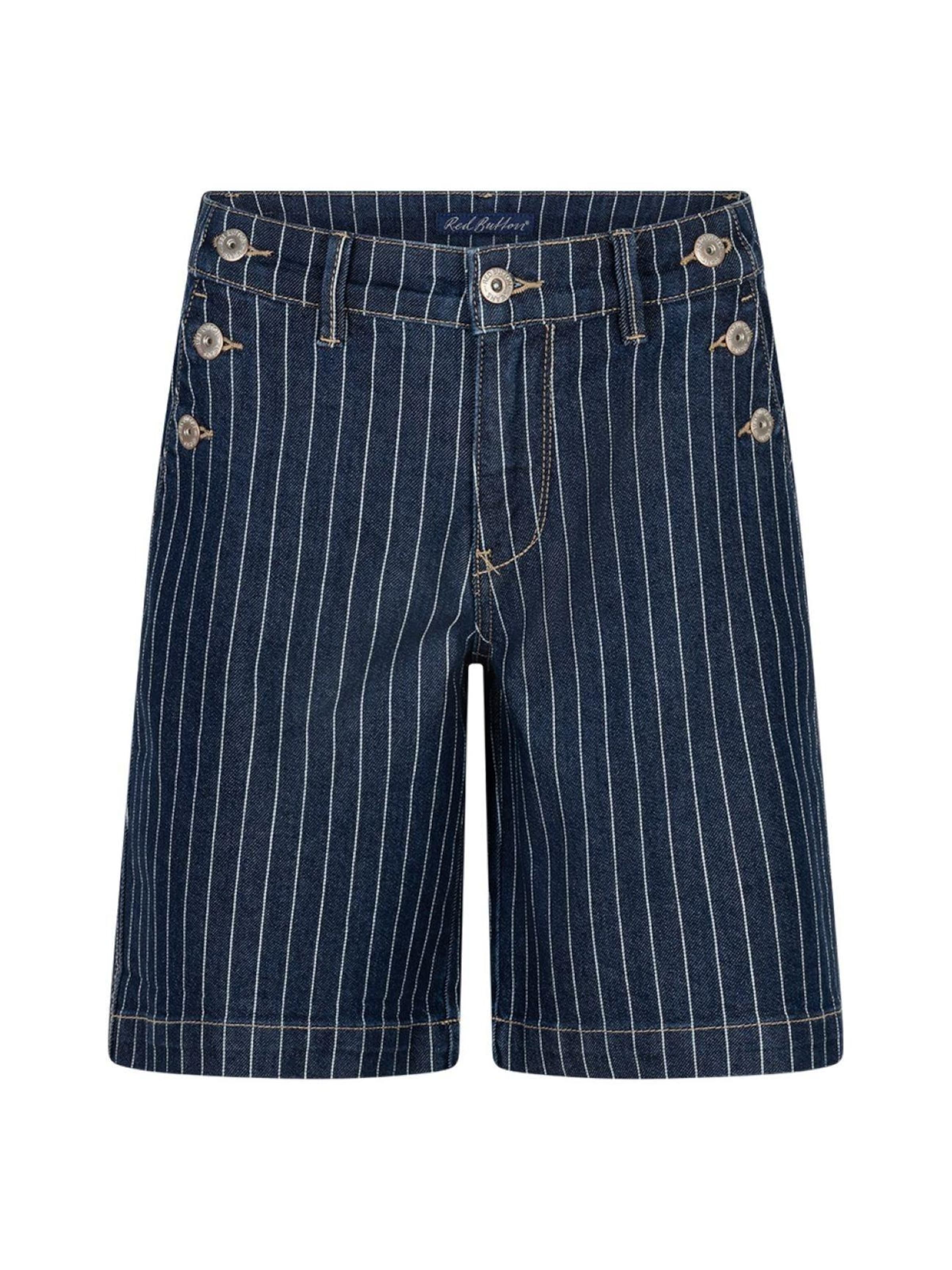 Red Button Regular Broek 'Red Button bibette pinstripe' in Blauw: voorkant