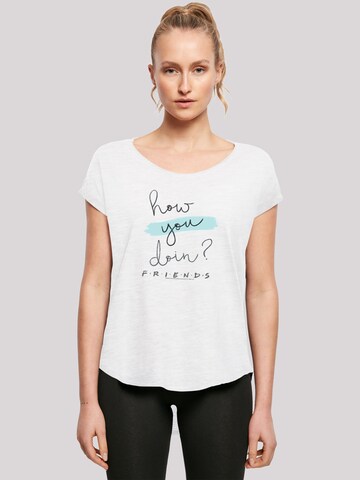 F4NT4STIC Shirt 'Friends How You Doin? Handwriting' in Wit: voorkant
