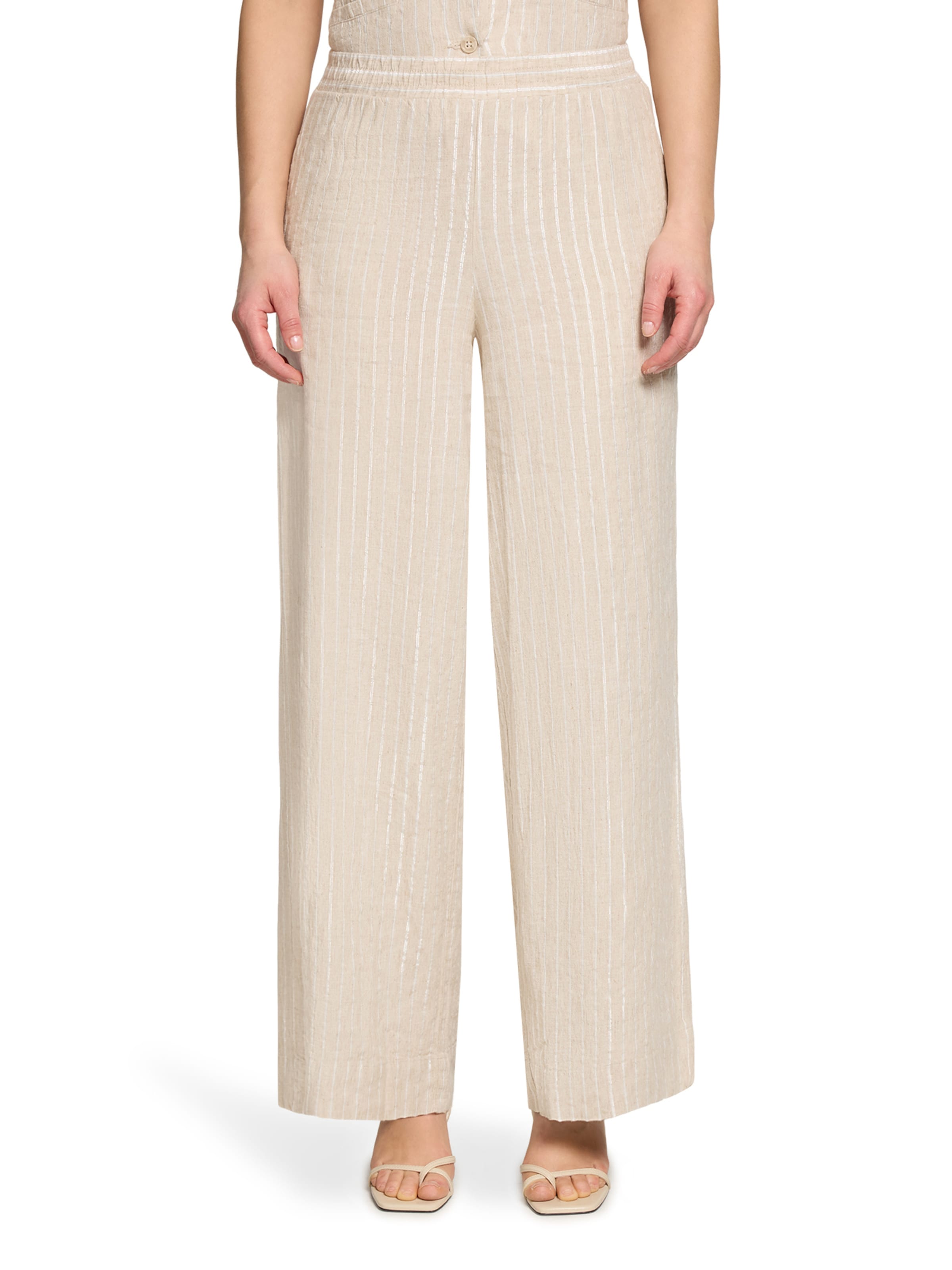 Cartoon Loosefit Nadelstreifenhose mit Taschen in Beige: Vorderseite