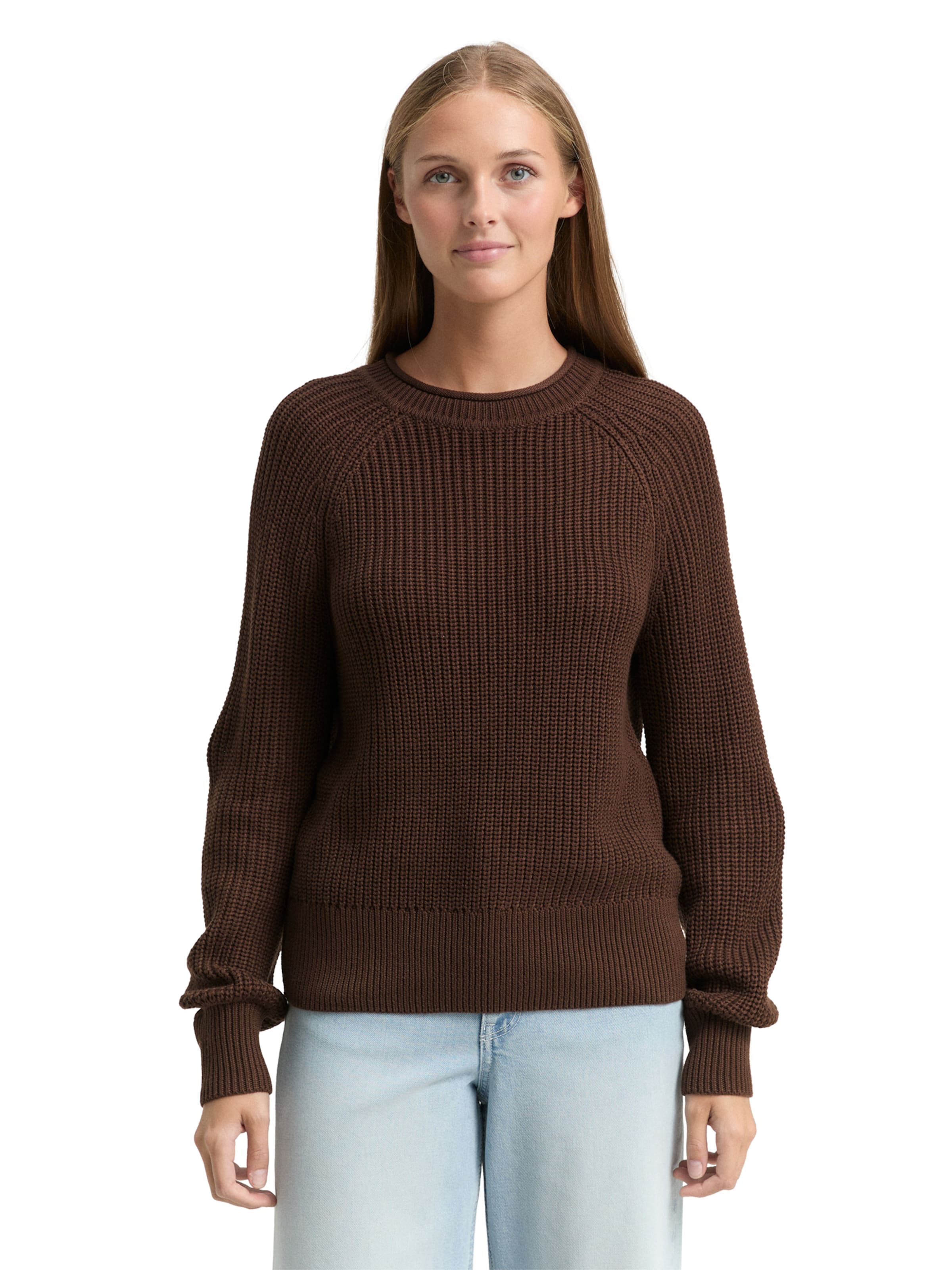 TOM TAILOR DENIM Sweater in Brown: front