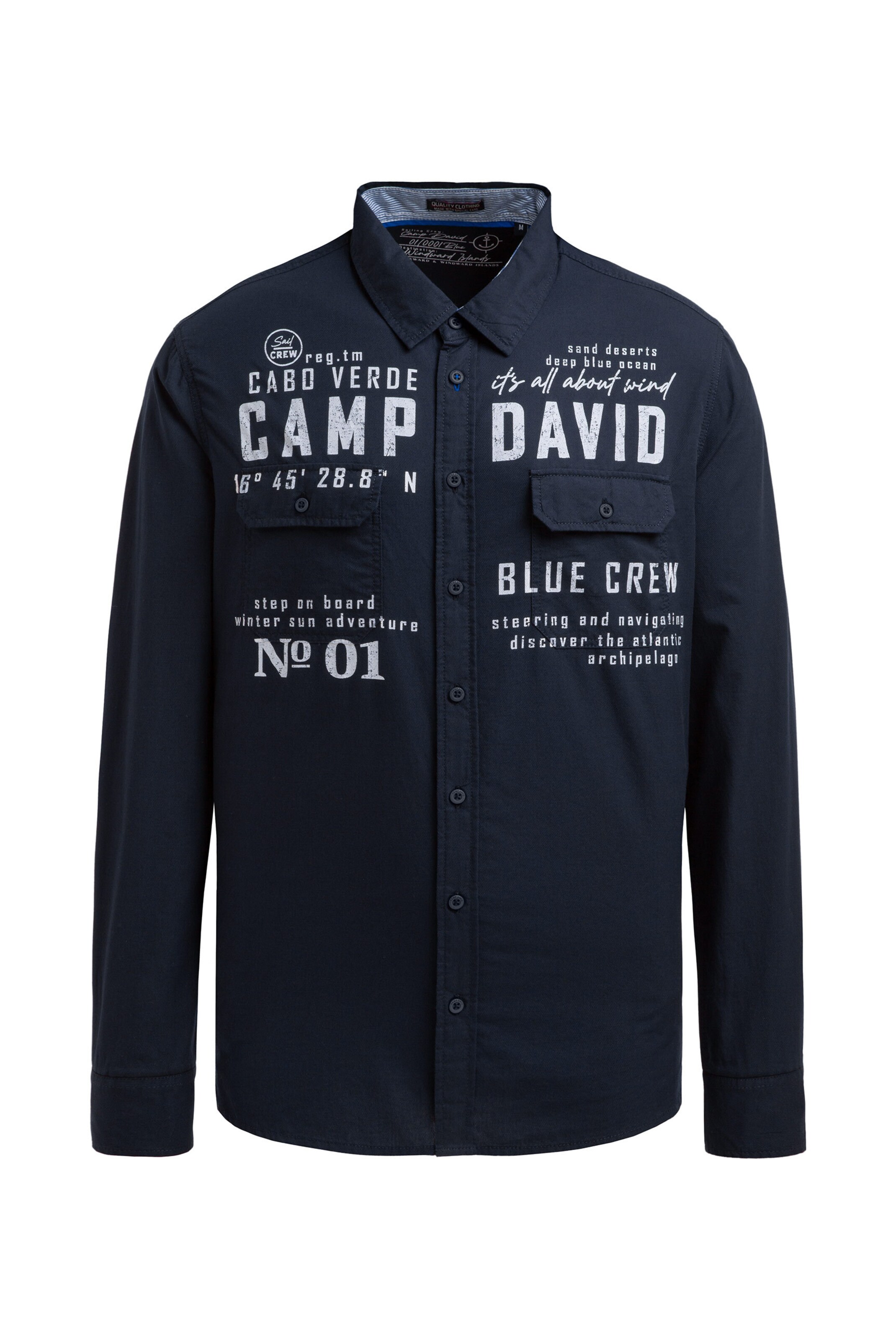 CAMP DAVID Regular fit Button Up Shirt in Blue: front