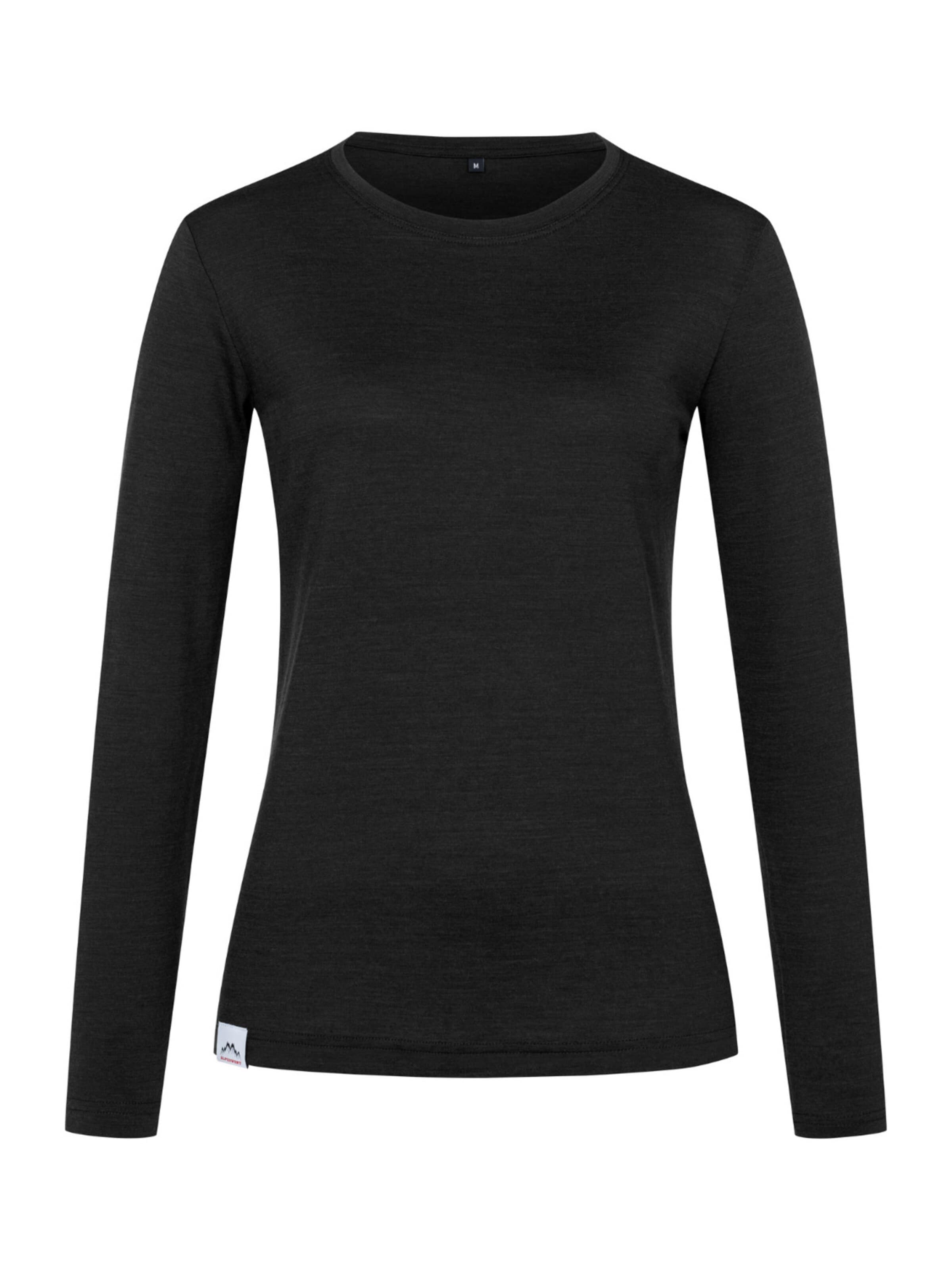 Alpenwert Shirt 'Longsleeve Damen Merino' in Black: front