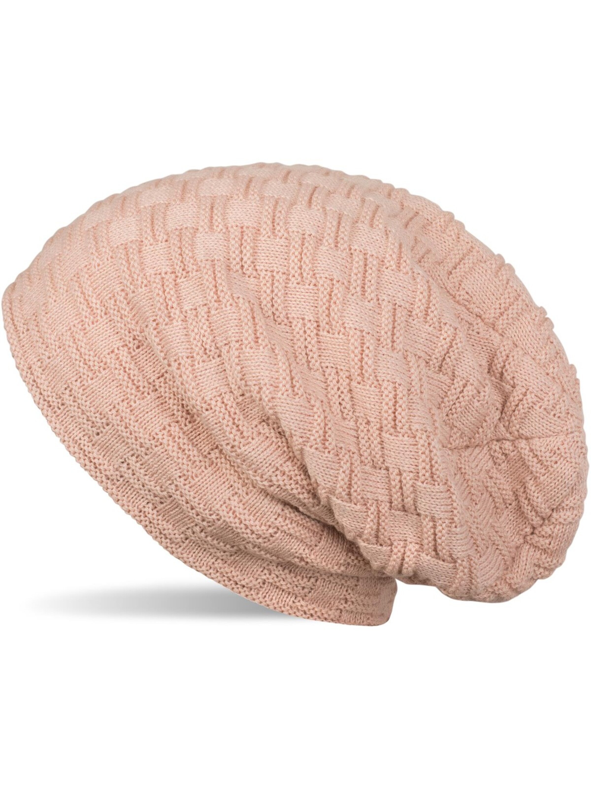 styleBREAKER Mütze 'Feinstrick Beanie mit Flecht Muster und Teddyfleece'‌ in Pink: Vorderseite