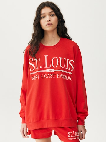 Sweat-shirt Pull&Bear en rouge : devant