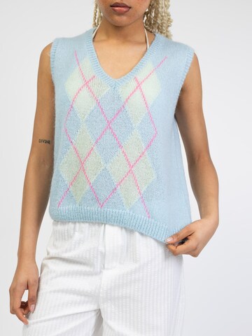 BROKE + SCHÖN Knitted Vest 'Pullunder mit Argyle Muster' in Blue