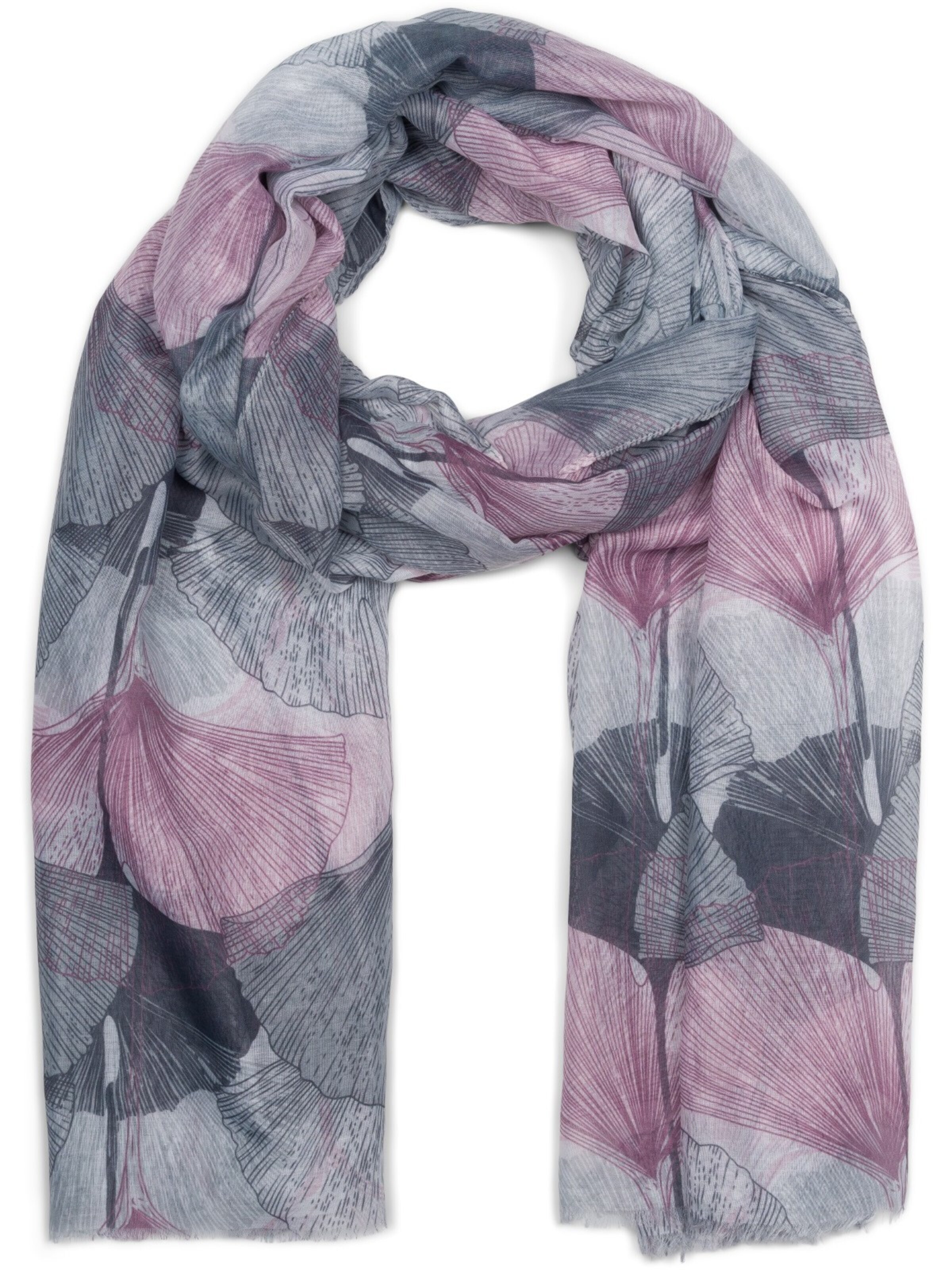 styleBREAKER Schal 'Langer Schal Ginkgo Leaves'‌‌‌‌‌‌‌‌‌‌ in Lila: Vorderseite