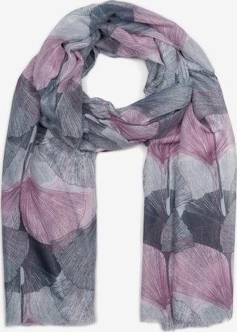 styleBREAKER Schal 'Langer Schal Ginkgo Leaves' in Lila: Vorderseite