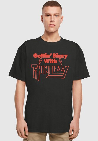 Merchcode Shirt 'Thin Lizzy - Gettin Bizzy' in Zwart: voorkant