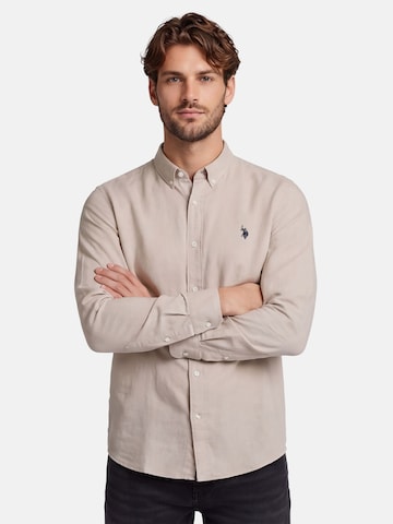 U.S. POLO ASSN. Regular fit Overhemd in Beige: voorkant