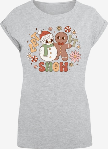 F4NT4STIC Shirt 'Let It Snow Groovy Christmas Gingerbread' in Grau: Vorderseite
