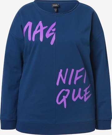 Ulla Popken Sweatshirt in Blauw: voorkant