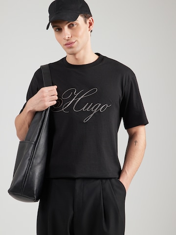 HUGO Тениска 'Dalent' в черно: отпред