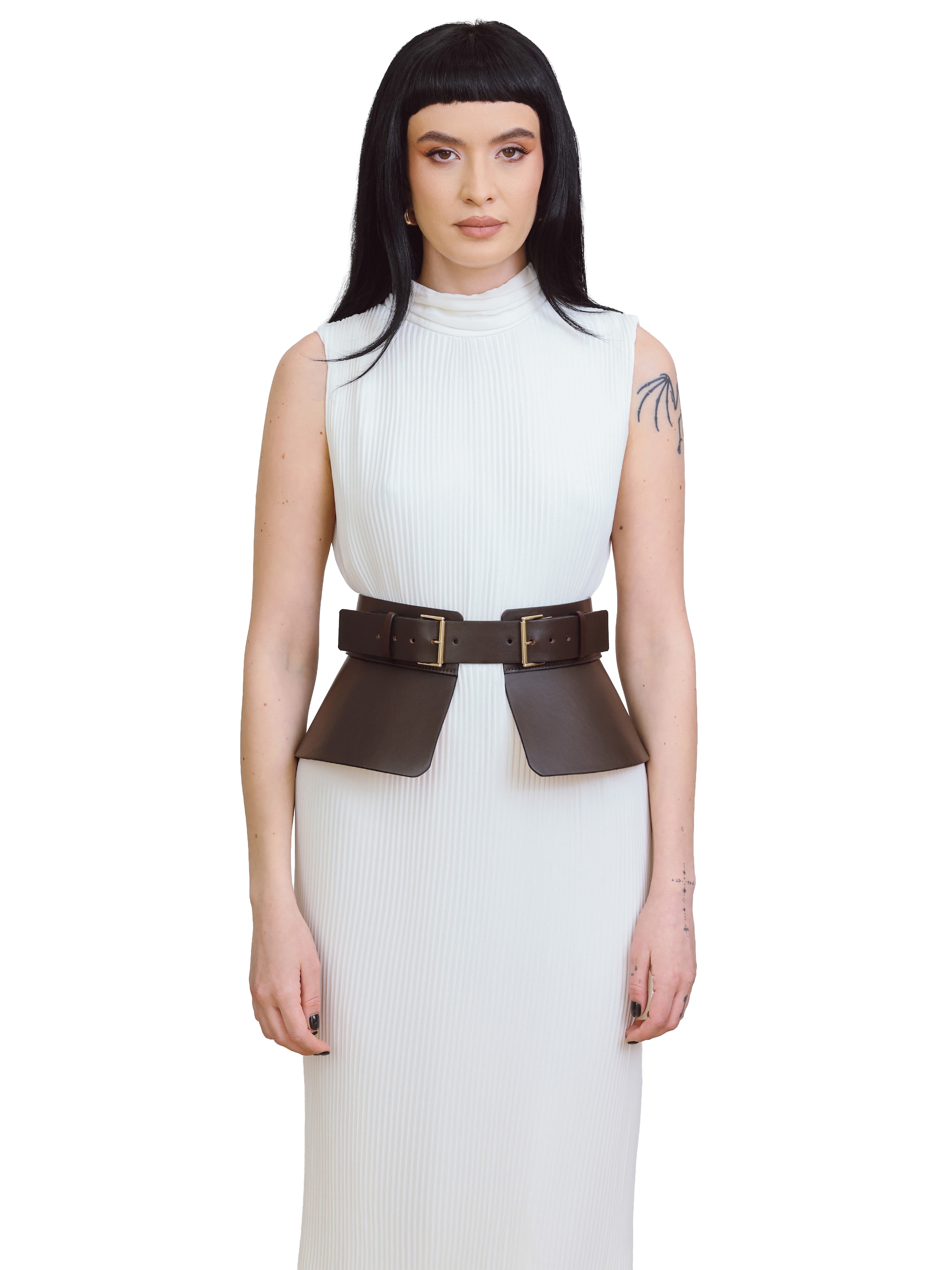 Haute Cuir Riem 'Peplum Corset Belt' in Bruin