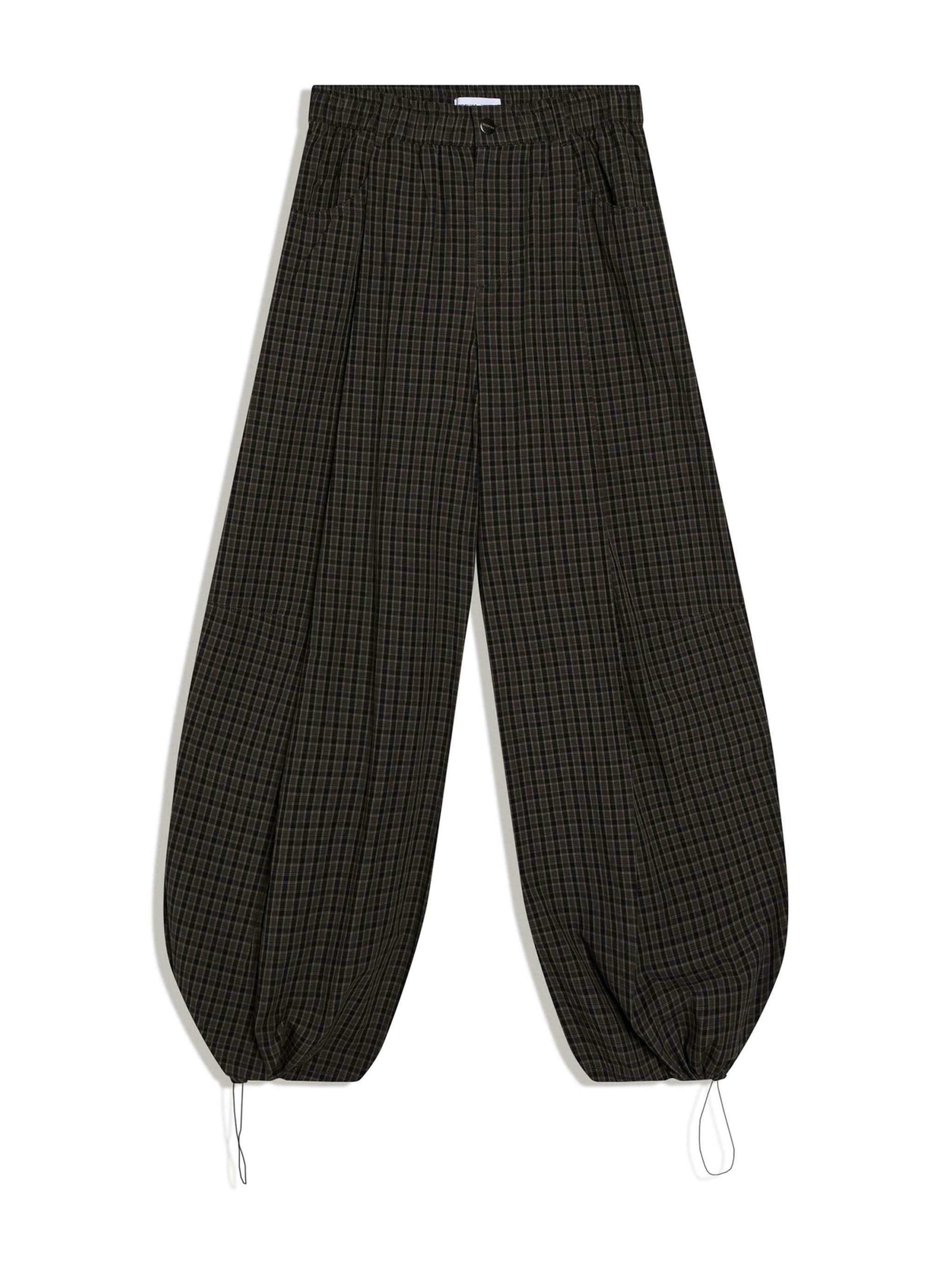 Bershka Bandplooibroek in de kleur Grijs / Donkergrijs / Zwart, Productweergave