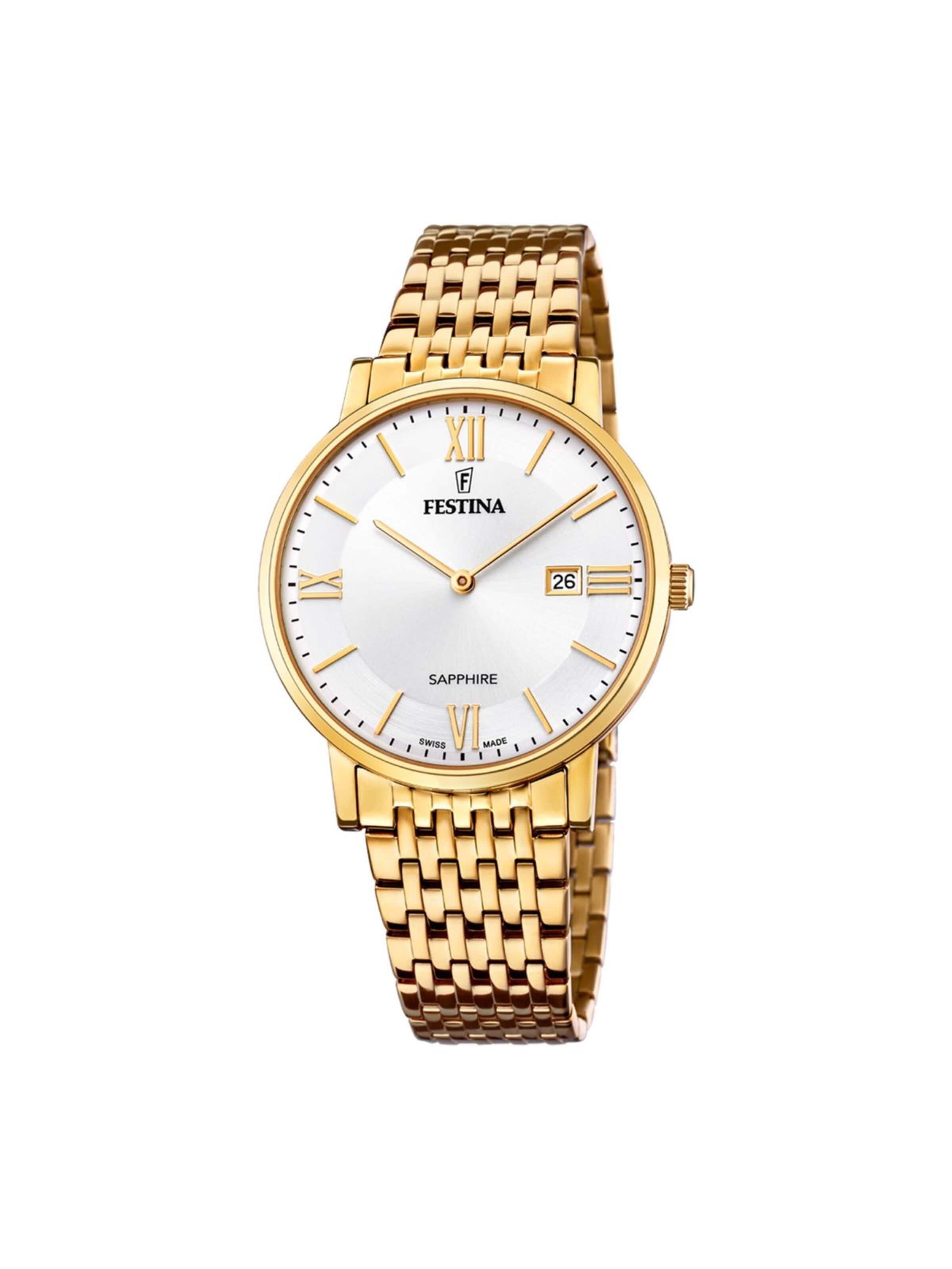 FESTINA Zegarek analogowy 'Watch Classiques Acier Swiss Made' w kolorze srebrny: przód