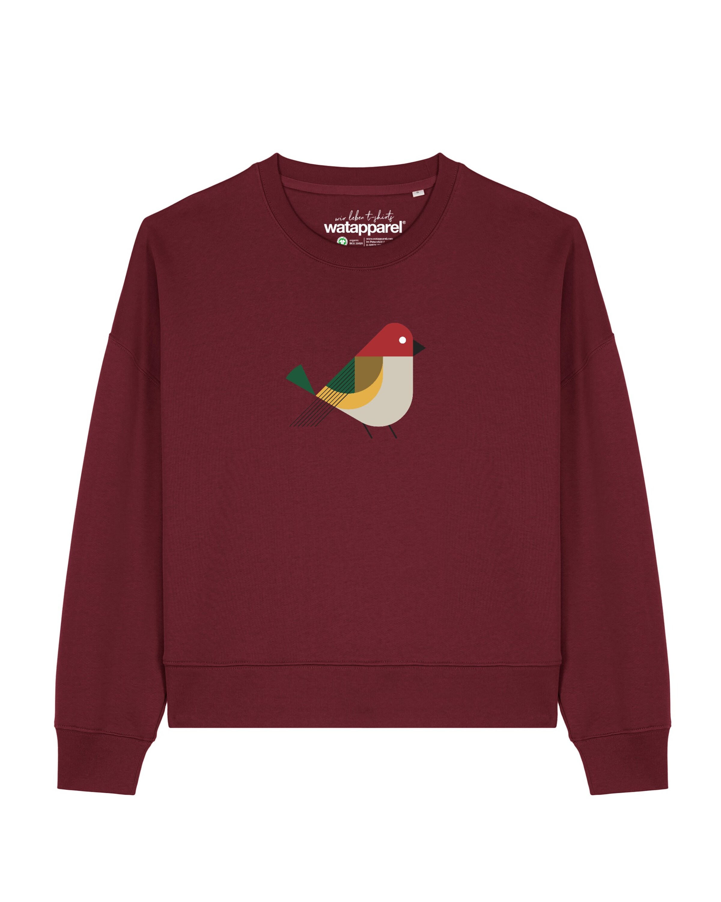 Watapparel Sweatshirt 'Vogel ' in Rot: Vorderseite