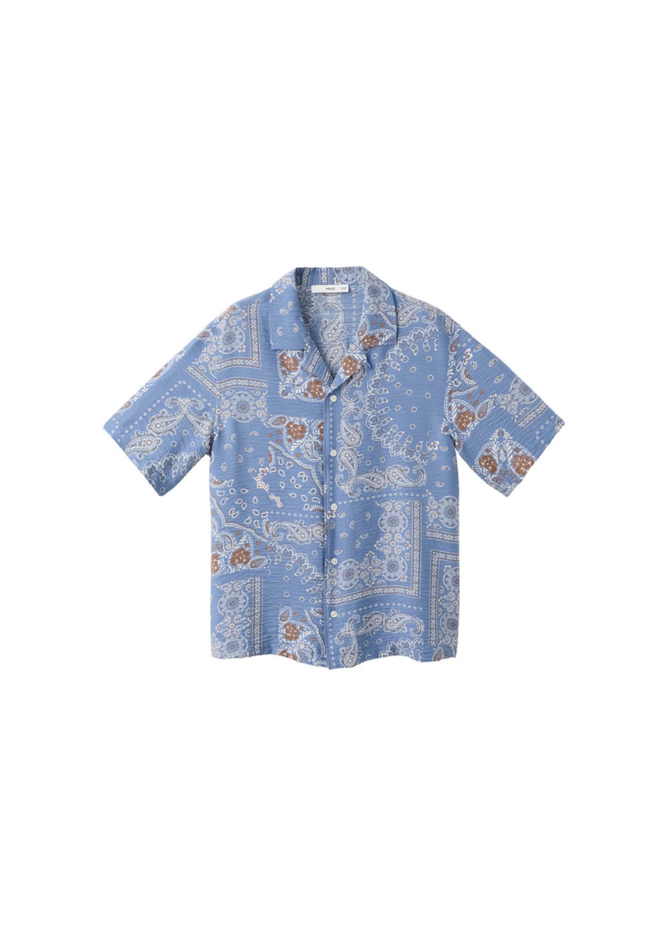 MANGO MAN Regular Fit Hemd 'Madras' in Blau: Vorderseite