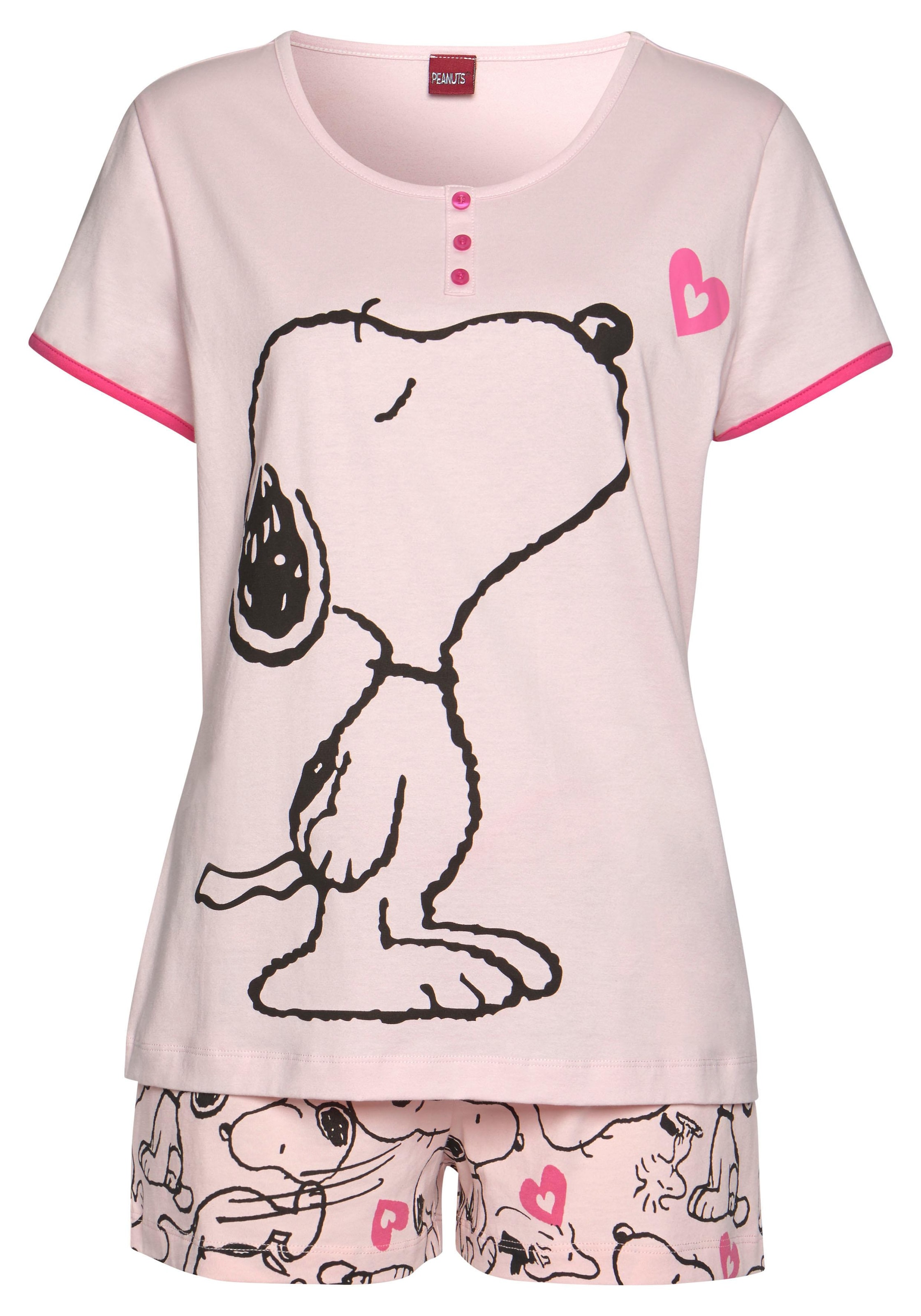 PEANUTS Short Pajama Set in Pink: front