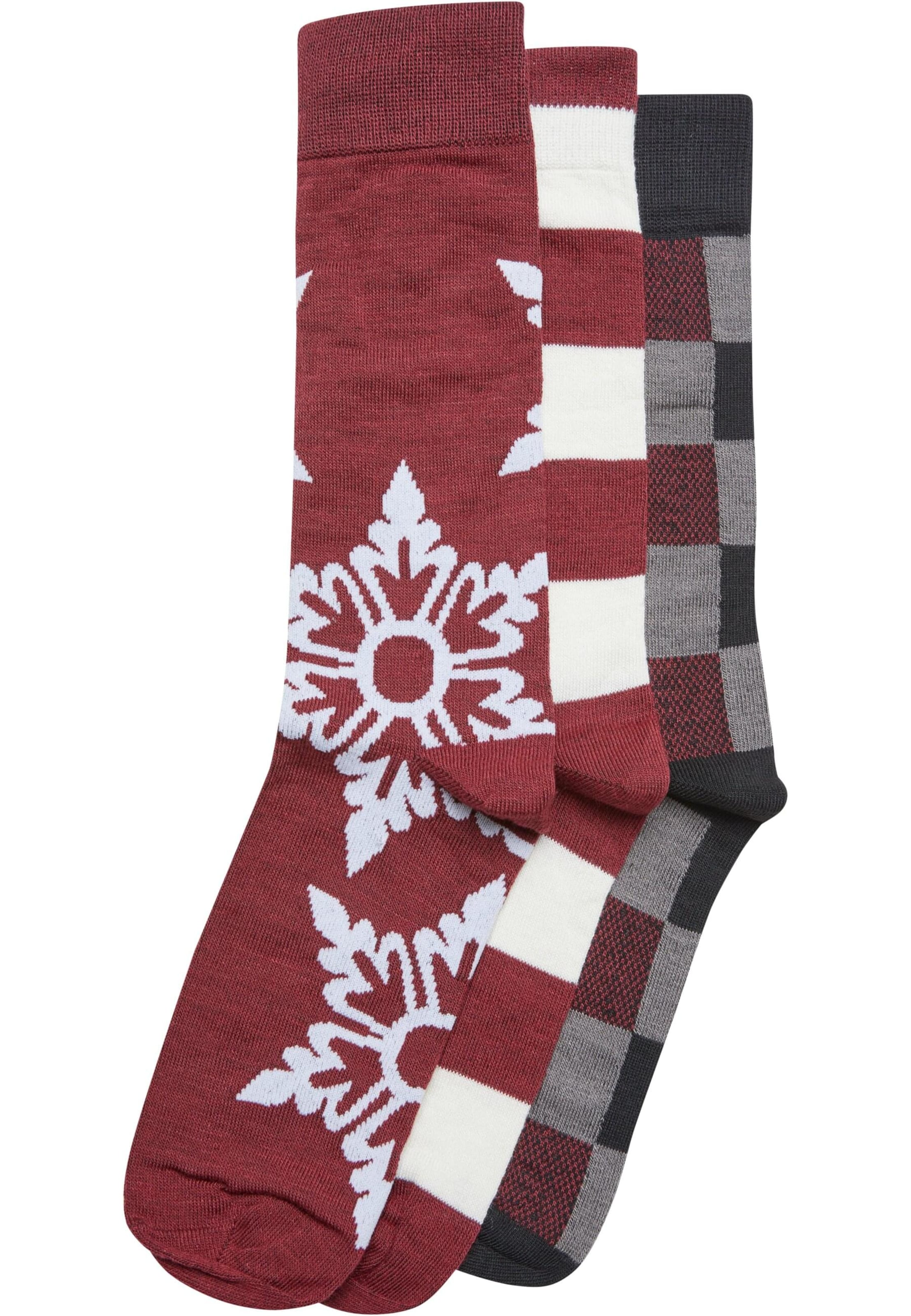 Urban Classics Ponožky 'Christmas Snowflakes' - modrá / šedá / burgundská červeň / bílá, Produkt