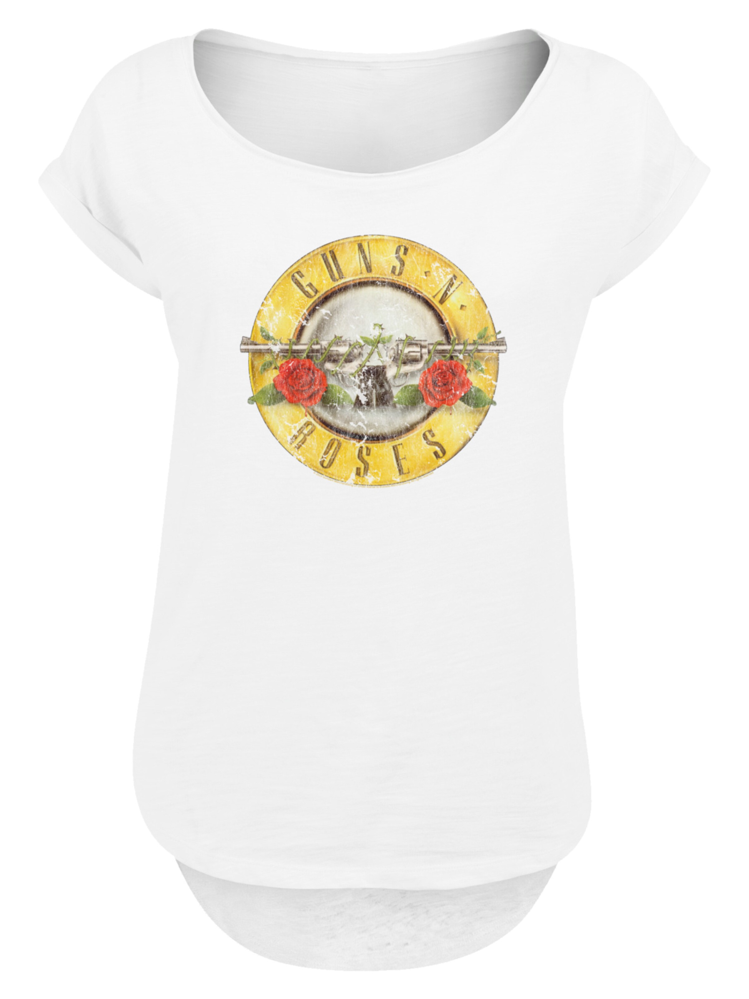 T-shirt 'Guns 'N' Roses Vintage Bullet Logo' F4NT4STIC en blanc : devant