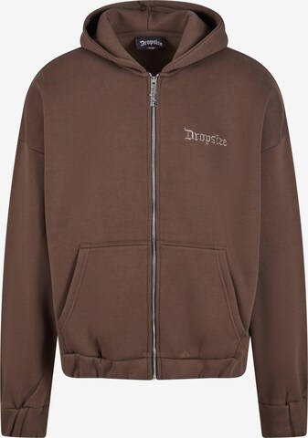 Dropsize Zip-Up Hoodie in Brown: front