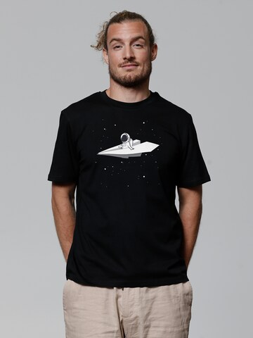Watapparel T-Shirt 'Fly me to the moon' in Schwarz: Vorderseite