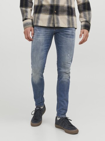 Skinny Jeans 'Liam' de la JACK & JONES pe albastru: față