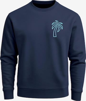 Neverless Sweatshirt 'Palm Lineart Logo' in Blue: front
