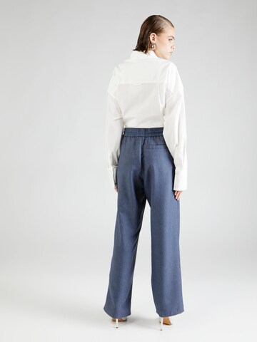 TOPSHOP Wide leg Pleat-Front Pants in Blue