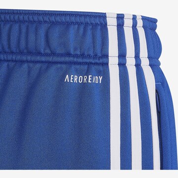 ADIDAS SPORTSWEAR Tapered Workout Pants 'Designed 2 Move 3-Stripes' in Blue